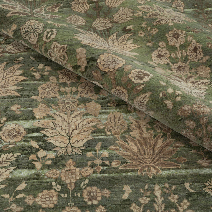 Image for Dark Gold & Green Transitional Wool Rug - 9' x 12'