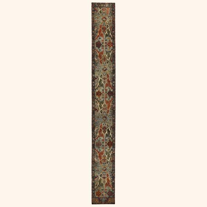 Blue & Grey Alchemy Traditional Wool Runner - 3' x 30'3"