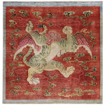 Red Alchemy Wool Linen Blend Rug - 4'11" x 5'1"