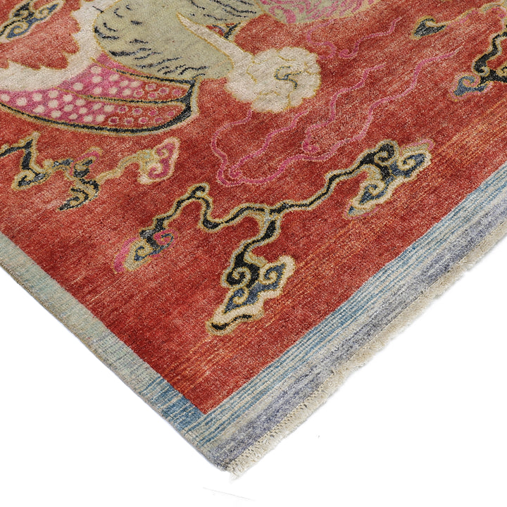 Red Alchemy Wool Linen Blend Rug - 4'11" x 5'1"