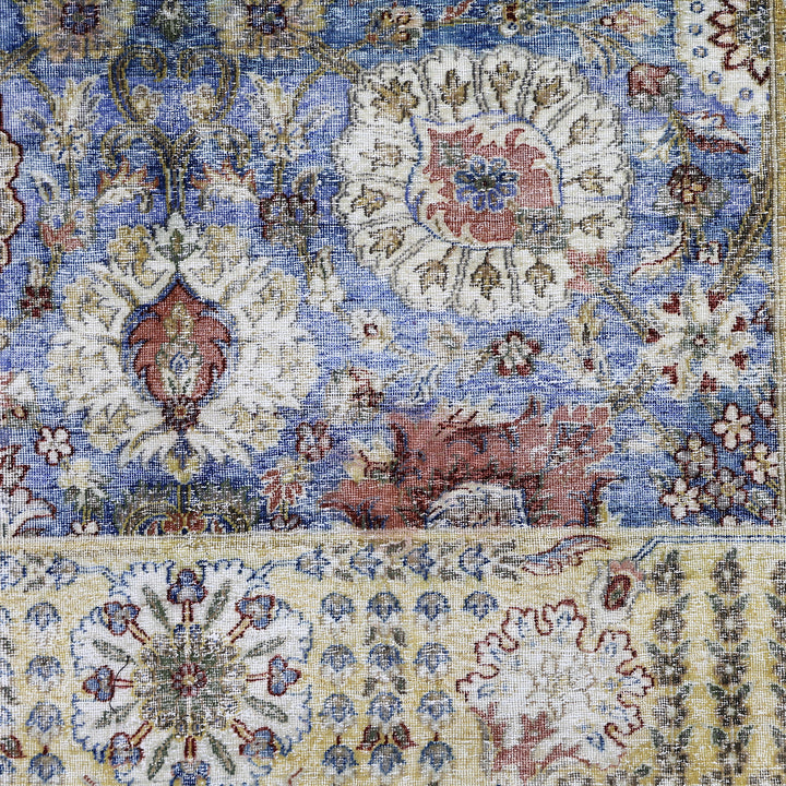 Blue & Gold Alchemy Distressed Wool Rug - 6' x 9'2"