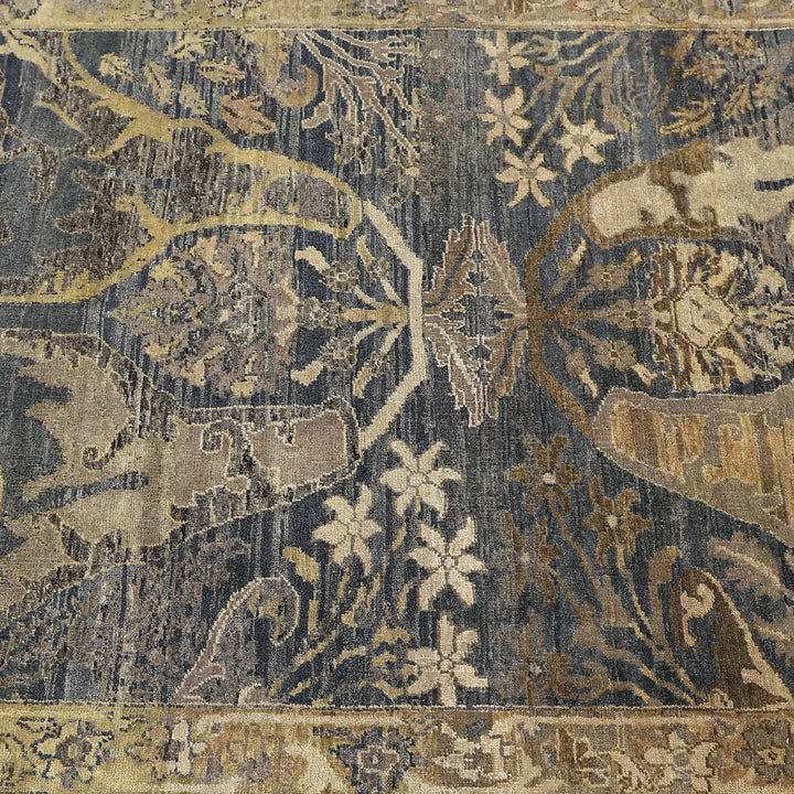 Dark Blue & Gold Alchemy Traditional Wool Rug - 4' x 6'4"