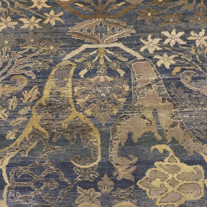 Dark Blue & Gold Alchemy Traditional Wool Rug - 4' x 6'4"