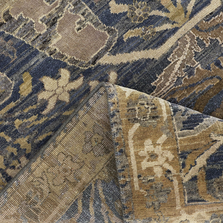 Dark Blue & Gold Alchemy Traditional Wool Rug - 4' x 6'4"