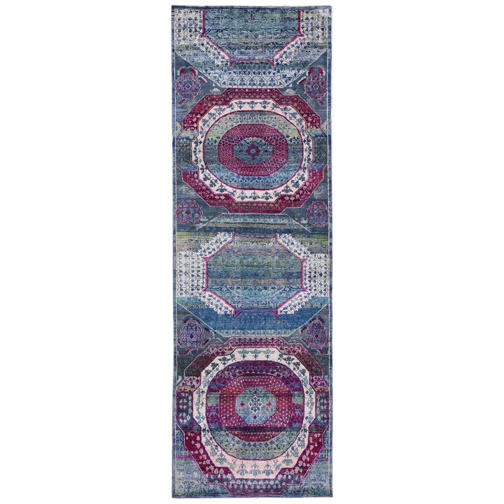Blue & Purple Alchemy Transitional Silk Runner - 2'10" x 9'1"