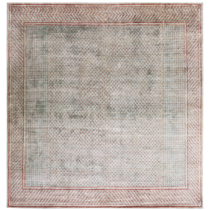 Grey & Pink Alchemy Traditional Silk Rug - 11'1" x 11'9"