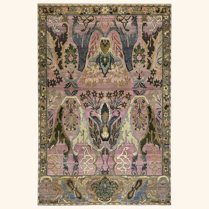 Dusty Pink Alchemy Traditional Wool Rug - 6'2" x 9'4"