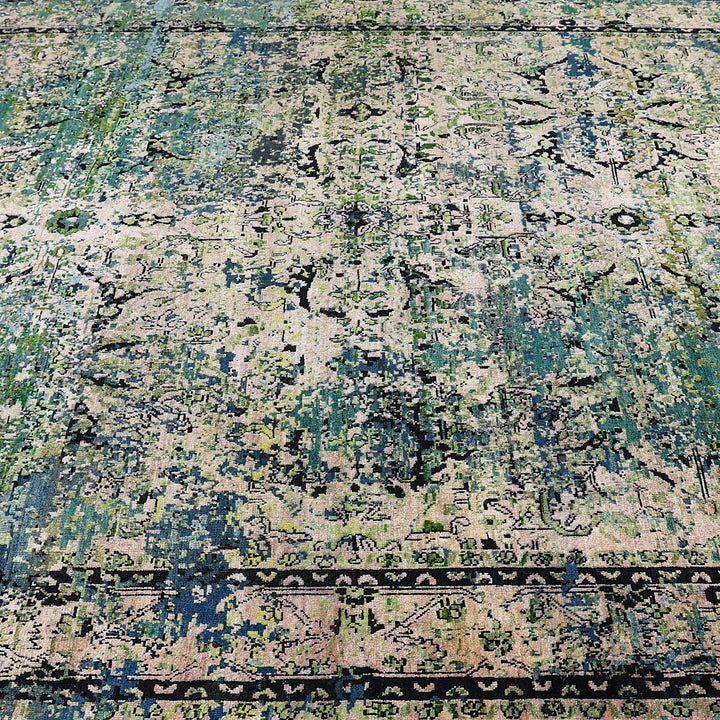Teal & Cream Alchemy Silk Wool Blend Rug - 8'9" x 11'11"