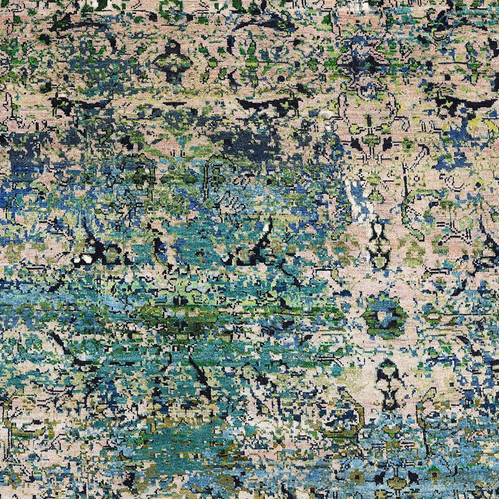 Teal & Cream Alchemy Silk Wool Blend Rug - 8'9" x 11'11"