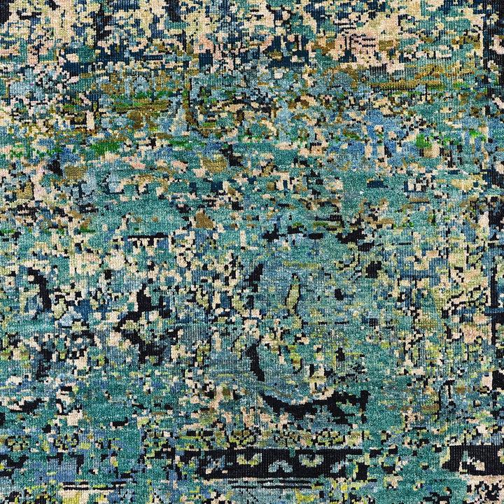 Teal & Cream Alchemy Silk Wool Blend Rug - 8'9" x 11'11"