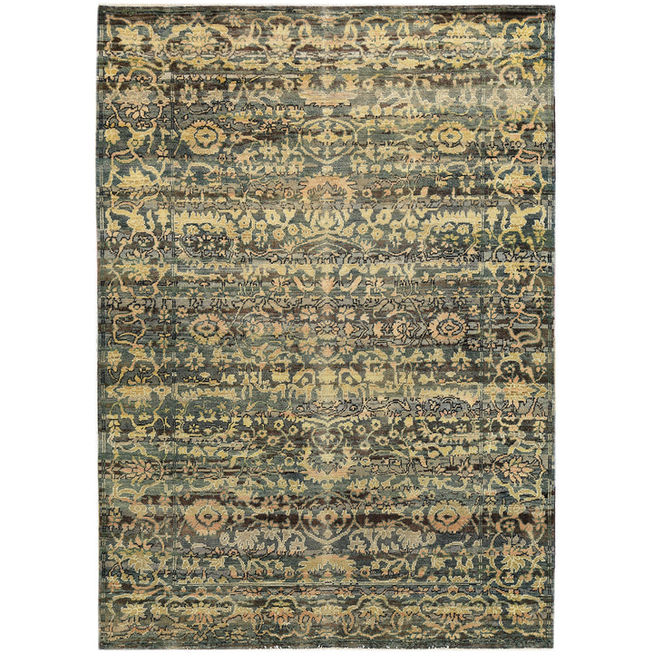 Black & Gold Alchemy Traditional Wool Rug - 5'10" x 7'3"