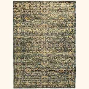 Black & Gold Alchemy Traditional Wool Rug - 5'10" x 7'3"