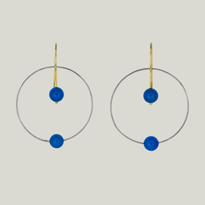 Image for 18KYG Blue Chalcedony Concentric Earrings