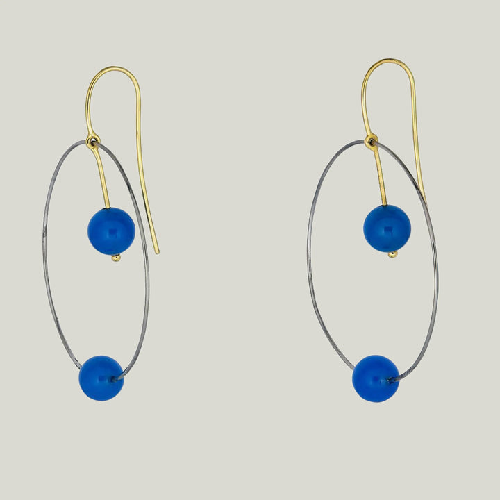 Image for 18KYG Blue Chalcedony Concentric Earrings