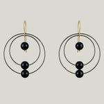 Image for 18KYG, Black Onyx Concentric Earrings
