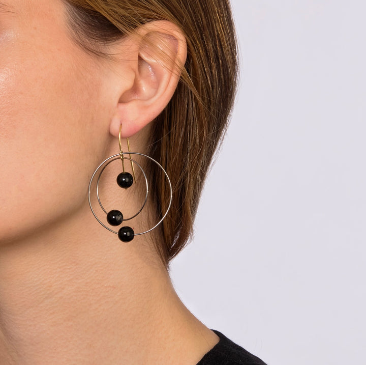 Black Onyx Concentric Earrings