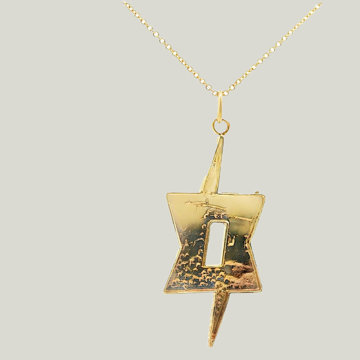 Image for 1970s 14KYG Brutalist ‘Hai’ Magen David Pendant