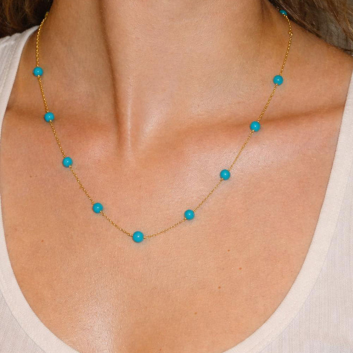 Image for Italian 18KYG Turquoise and Gold Chain Necklace