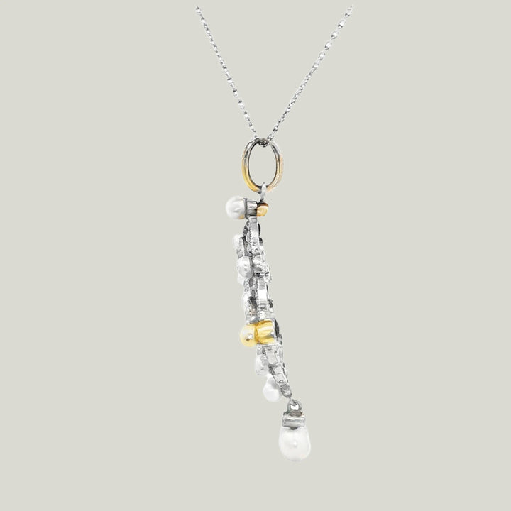 Image for Platinum Art Deco Natural Pearl Diamond Pendant