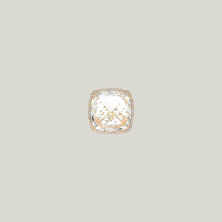 Image for Italian 14KRG Pink Quartz and Diamond Cocktail Ring