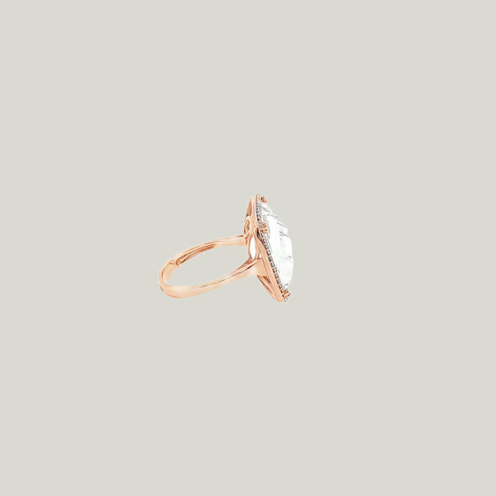 Image for Italian 14KRG Pink Quartz and Diamond Cocktail Ring