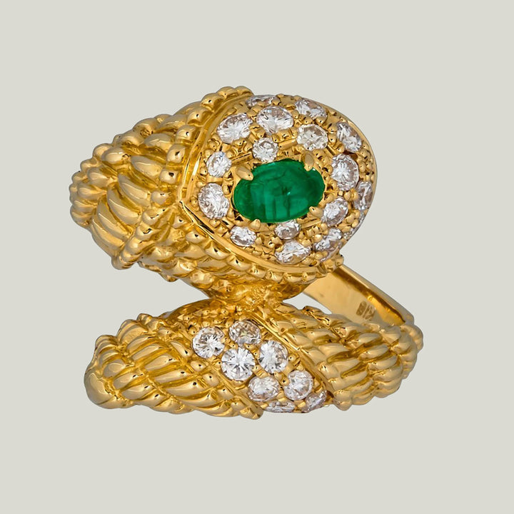 Image for 18KYG Diamond and Emerald Snake Ring