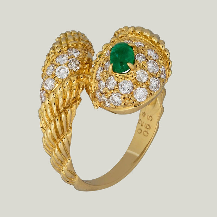 Image for 18KYG Diamond and Emerald Snake Ring