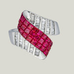 Image for 18KWG Ruby Diamond Invisible Set Ribbon Ring