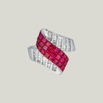 Ruby & Diamond Invisible Set Ribbon Ring
