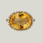 Image for Italian 14KYG Citrine Diamond Cocktail Ring