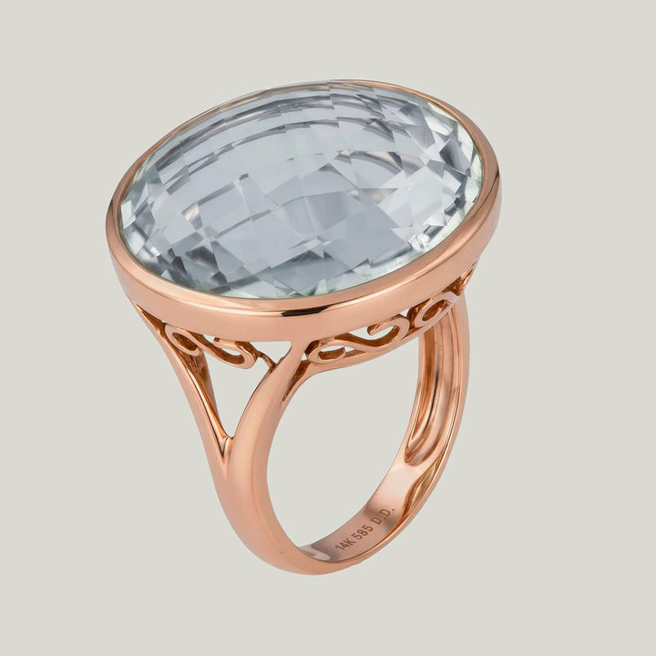 Image for Italian 14KYG Quartz Cocktail Ring