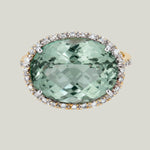 Image for 14KYG, Green Quartz, Diamond Cocktail Ring