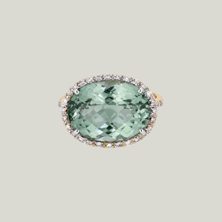 Green Quartz & Diamond Cocktail Ring