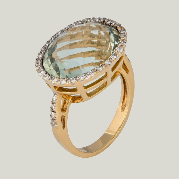 Image for 14KYG, Green Quartz, Diamond Cocktail Ring