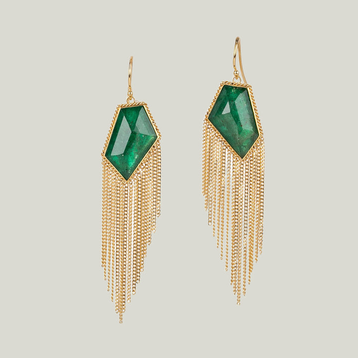 Image for One of a Kind Emerlad Tassel Earrings