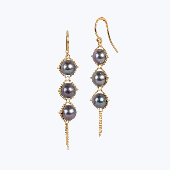 Image for 10.1 cts Woven Grey Akoya Pearl Triple Drop Earrings