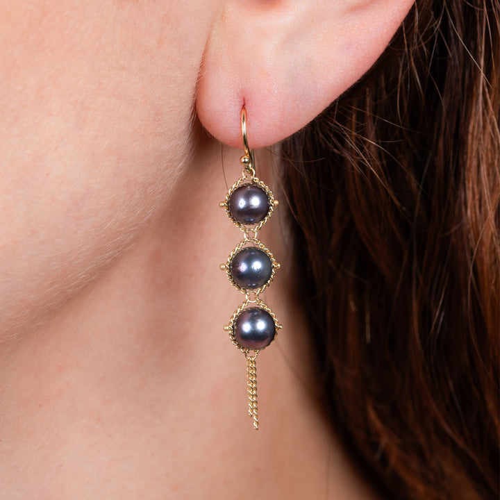 Image for 10.1 cts Woven Grey Akoya Pearl Triple Drop Earrings