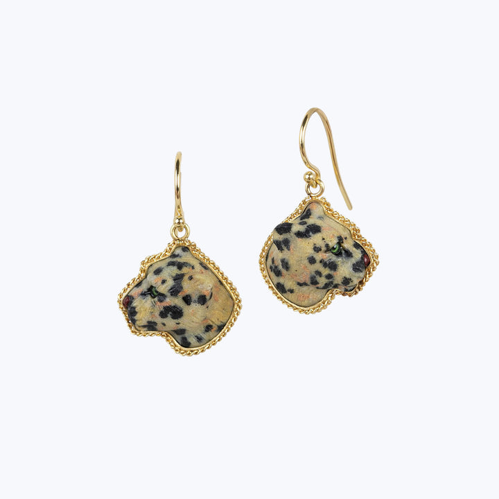 Image for 12.44 Leopard Jasper Profile Earrings in 18k