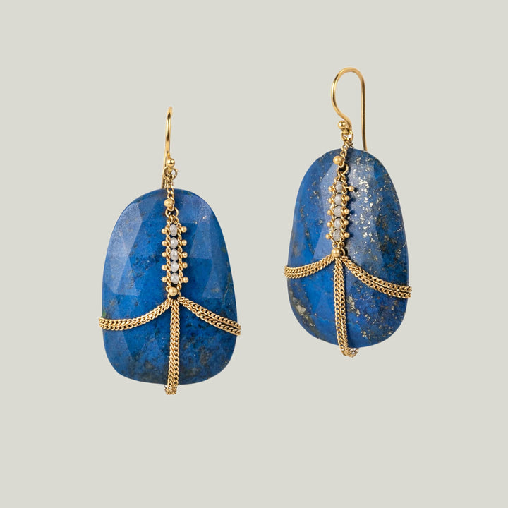 Image for 44.12 cts  Lapis Diamond Draped Earrings