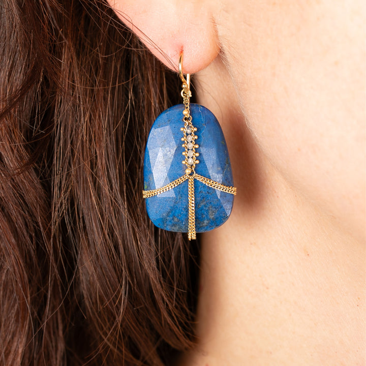 Image for 44.12 cts  Lapis Diamond Draped Earrings