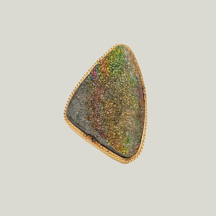 Image for One of a Kind2 Rainbow Pyrite Druzy Ring