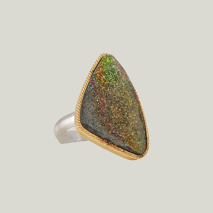Image for One of a Kind2 Rainbow Pyrite Druzy Ring