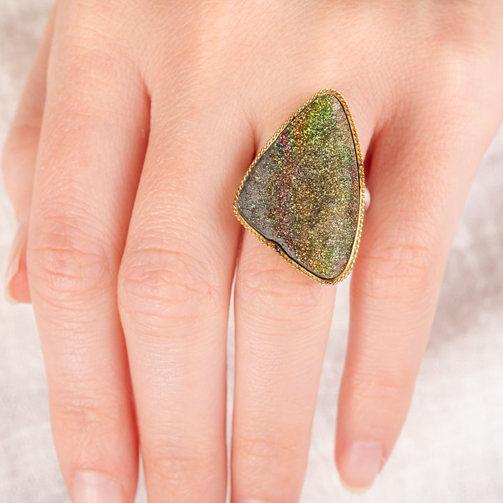 Image for One of a Kind2 Rainbow Pyrite Druzy Ring