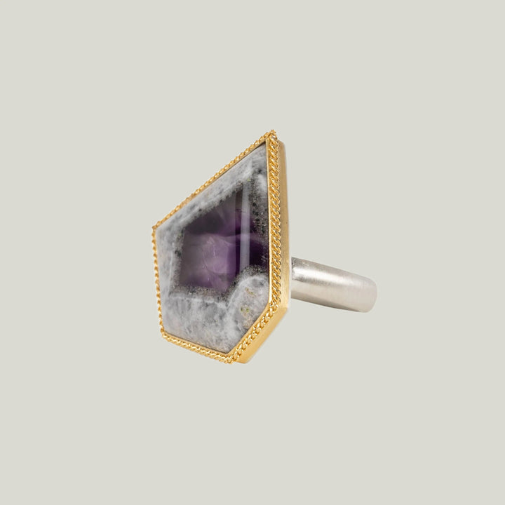 Image for One of a Kind Geometric Amethyst Ring