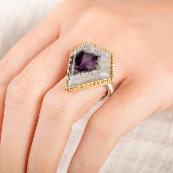 Image for One of a Kind Geometric Amethyst Ring