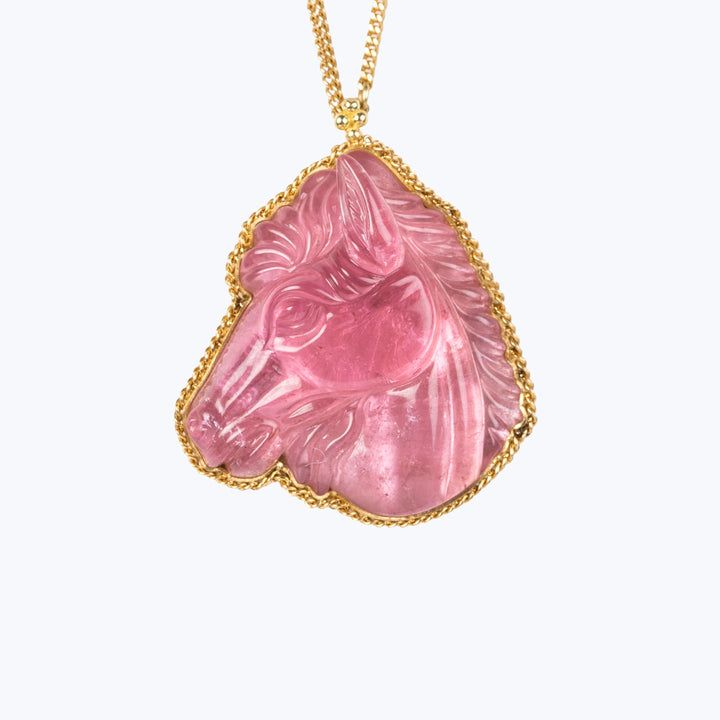 Image for One of a Kind Pink Tourmaline Horse Necklace