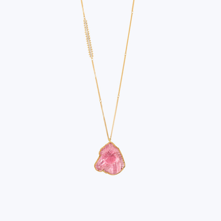 Image for One of a Kind Pink Tourmaline Horse Necklace