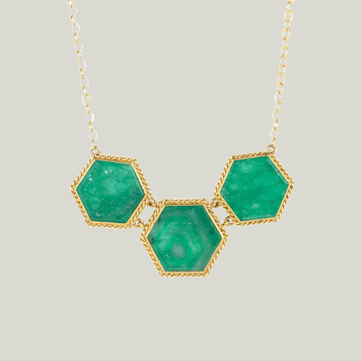 Image for 10.16 cts. Three-stone Emerald Necklace in 18k