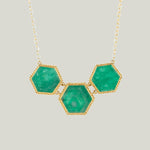 Image for 10.16 cts. Three-stone Emerald Necklace in 18k