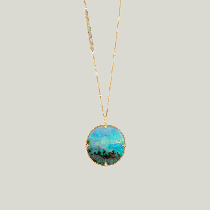 Image for 52.32 cts. Boulder Opal Necklace with Silver Diamonds in 18k